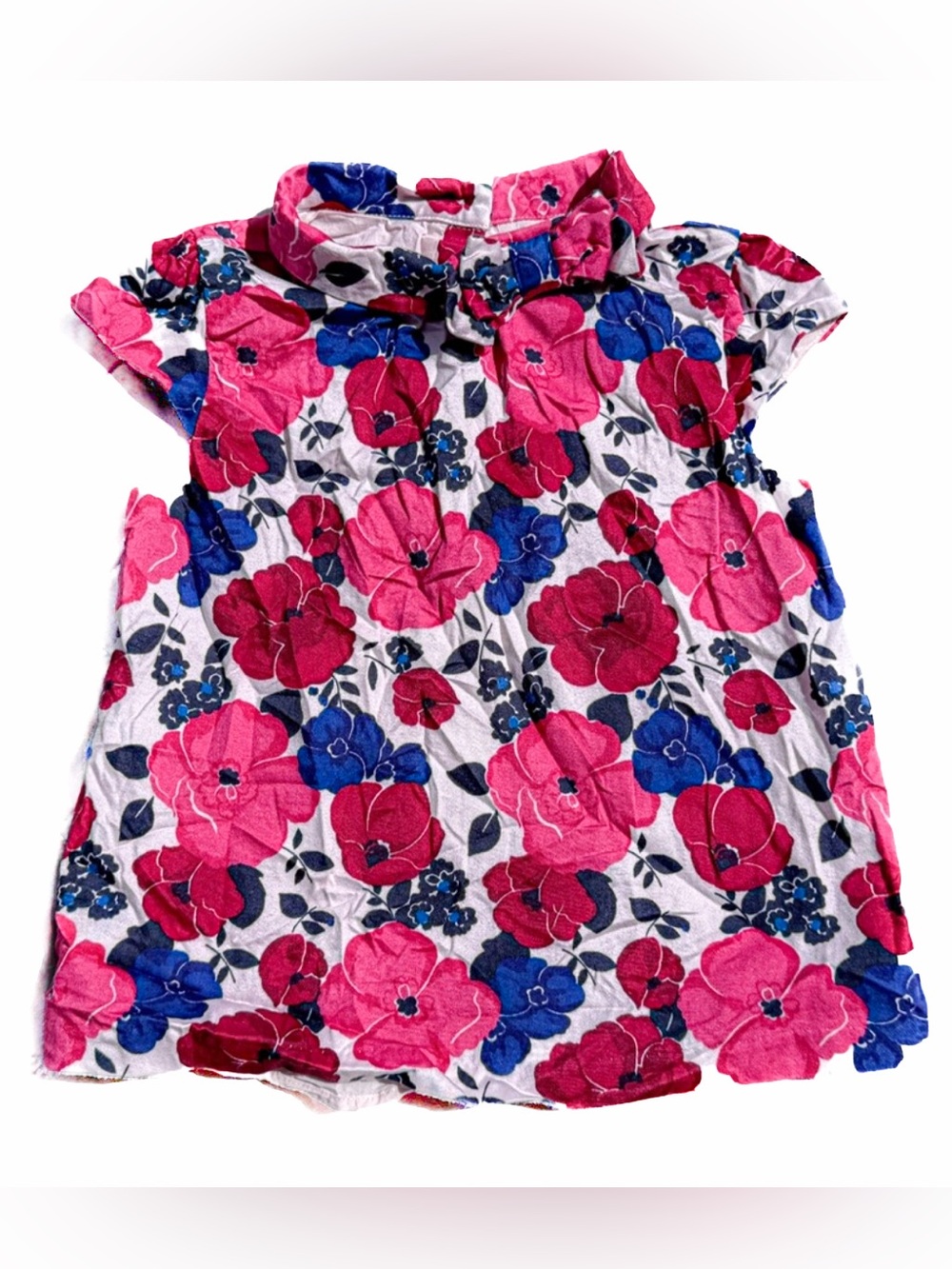 Janie & Jack Girl 5 Bright Floral Mock Neck Sleeveless Dress Blouse EUC Event LN